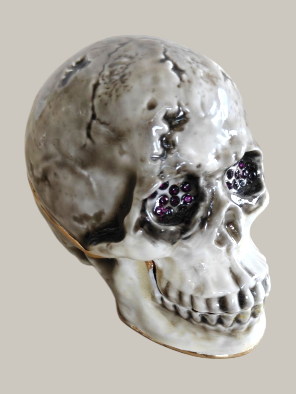 Bejeweled Skull Trinket Hinged Box NWOT